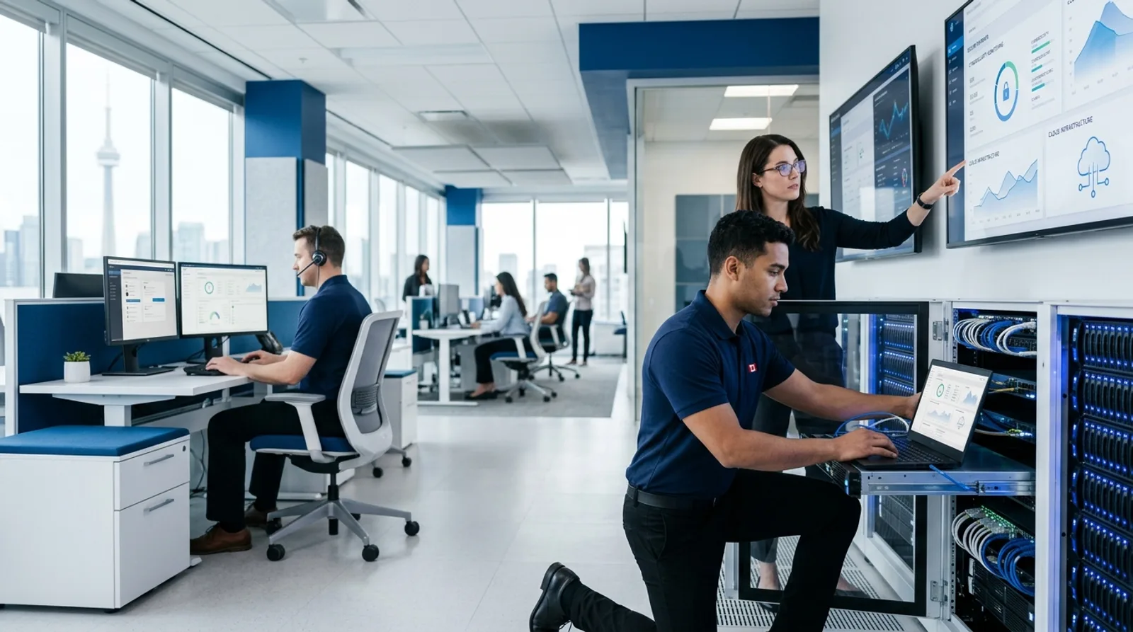My Digital Cloud technicians working in a client's server room